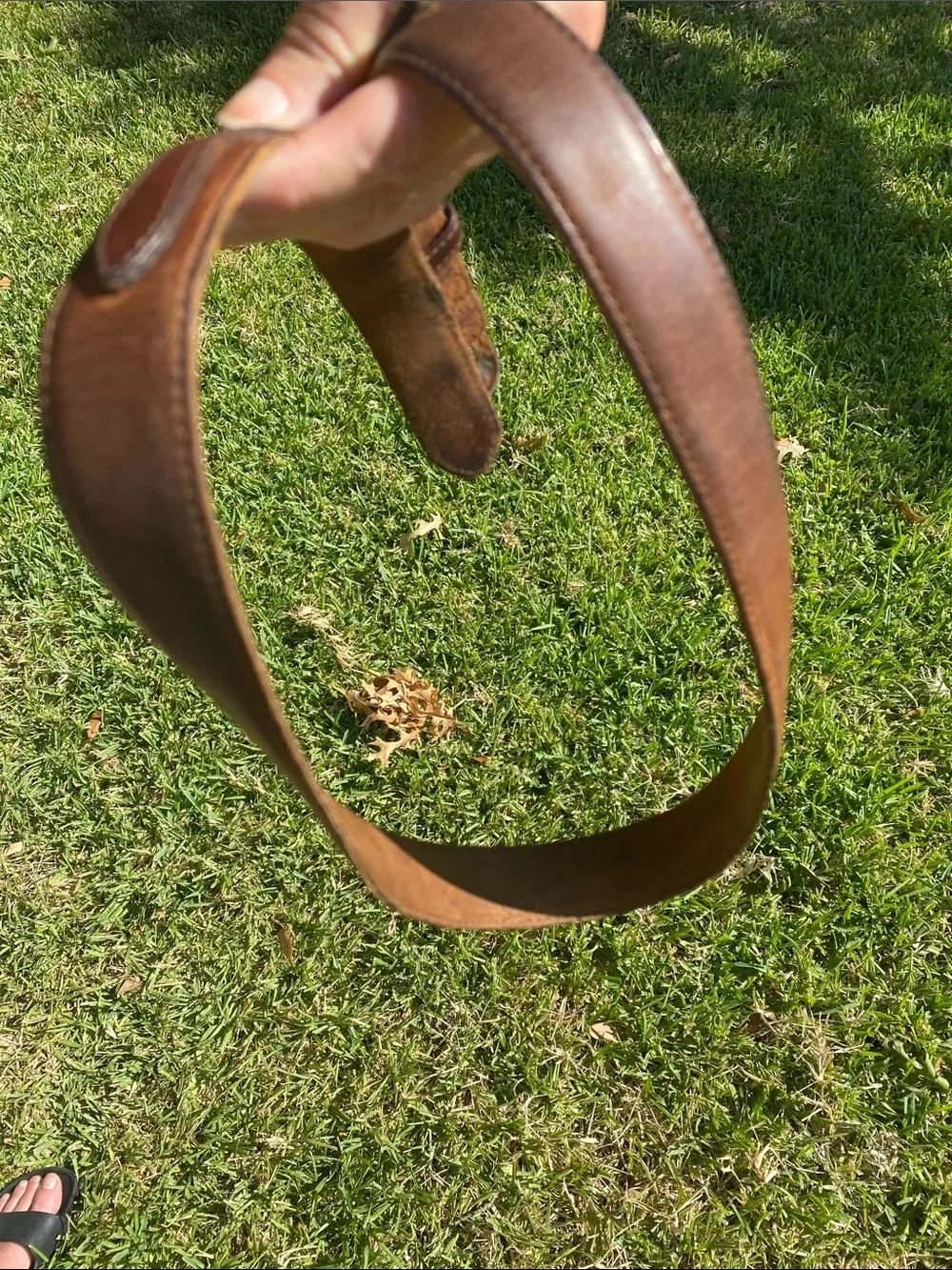 Unisex Brown Leather RANGER Belt with Solid Brass Buckle